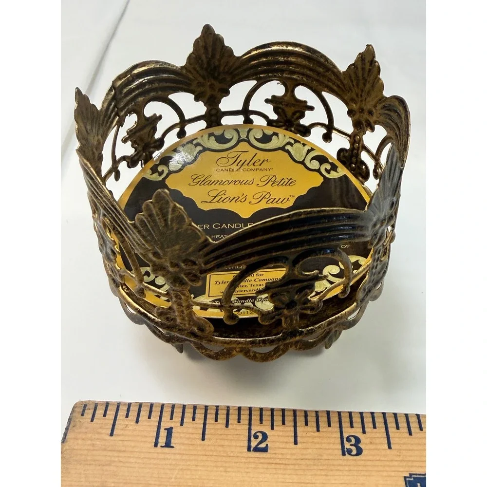 Tyler Candle Company Glamorous Petite Lion's Paw 3oz Jar Holder Antique Gold